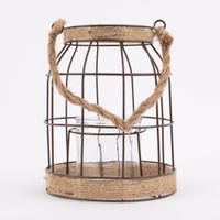 Windlicht Metallgestell und Juteseil mit Glas 19x24cm