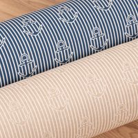 Dekostoff Iconic Anchor Stripe Anker Streifen natur weiß 1.40m
