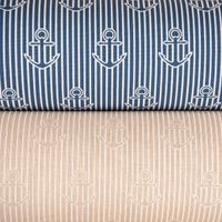 Dekostoff Iconic Anchor Stripe Anker Streifen natur weiß 1.40m