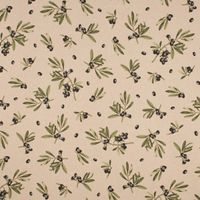 Dekostoff Leinenlook Olive Branch Olivenzweige natur grün 1.40m