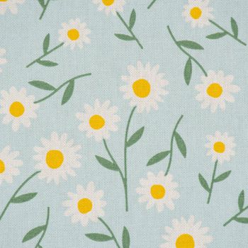 Dekostoff Daisy Sweet Field Gänseblümchen hellblau weiß 1.40m