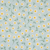 Dekostoff Daisy Sweet Field Gänseblümchen hellblau weiß 1.40m