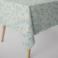 Dekostoff Daisy Sweet Field Gänseblümchen hellblau weiß 1.40m