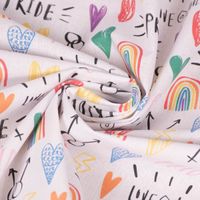 Baumwollstoff Digitaldr. Patchworkstoff Pride Regenbogen Herzen weiß b
