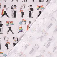 Baumwollstoff Digitaldr. Patchworkstoff Love is Love LGBTQ weiß bunt 1