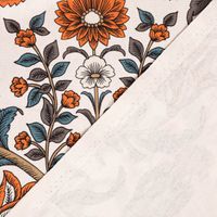 Dekostoff Baumwolle Digitaldr. Blumen Ornamente Tiere weiß bunt 1.40m