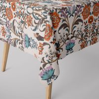 Dekostoff Baumwolle Digitaldr. Blumen Ornamente Tiere weiß bunt 1.40m