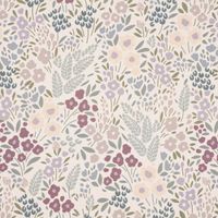 Dekostoff Baumwollstoff Digitaldruck Blumenwiese weiß lila 1.40m