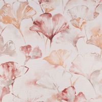 Gardinenstoff Dekostoff halbtransparent Leinenstruktur Aquarell Ginkgo Blätter weiß braun 1.50m Breite
