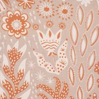 Dekostoff Baumwolle Digitaldr. Blätter Blumen Gräser beige orange 1.