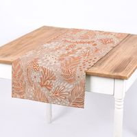Dekostoff Baumwolle Digitaldr. Blätter Blumen Gräser beige orange 1.