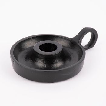 Kerzenhalter für Stabkerzen mit Griff Ida Aluminium schwarz oder grau 12x9x2.5cm
