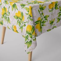 Baumwollstoff Dekostoff Panama Citron Zitronen weiß grün gelb 1.60m