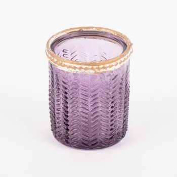 Windlicht aus Glas lila goldfarbig 5.5x7cm verschiedene Varianten