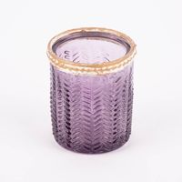 Windlicht aus Glas lila goldfarbig 5.5x7cm verschiedene Varianten