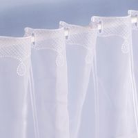 Scheibengardine Meterware Voile Stickerei Ornamente nähfrei weiß 45cm