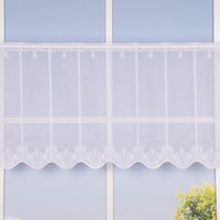 Scheibengardine Meterware Voile Stickerei Ornamente nähfrei weiß 45cm