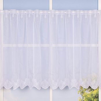 Scheibengardine Meterware Voile Stickerei Ornamente nähfrei weiß 60cm