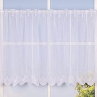 Scheibengardine Meterware Voile Stickerei Ornamente nähfrei weiß 60cm