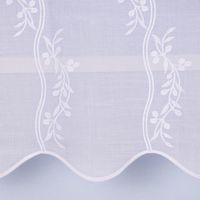 Scheibengardine Meterware Leinenstruktur Voile Stickerei Blumenranke n