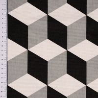 Dekostoff Baumwolle Cube Jet Würfel 3D schwarz weiß grau 140cm