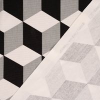 Dekostoff Baumwolle Cube Jet Würfel 3D schwarz weiß grau 140cm