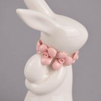 Deko Hase mit Blumenkranz Porzellan weiß rosa versch. Formen 6x13x6.5cm
