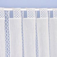 Scheibengardine bestickt Meterware Leinenstruktur Voile Blumenranke n