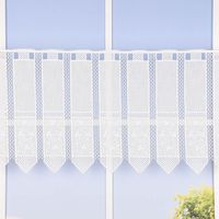 Scheibengardine bestickt Meterware Leinenstruktur Voile Blumenranke n