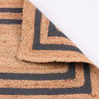 Teppich geflochten Jute Baumwolle Rechtecke natur dunkelgrau 90x60cm