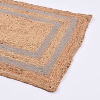 Teppich geflochten Jute Baumwolle Rechtecke natur hellgrau 90x60cm