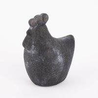 Clayre & Eef Deko Figur Huhn Keramik dunkelgrau 12x9x6cm