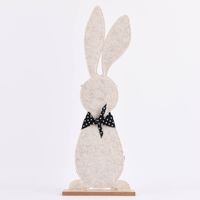 Deko Hase mit Brille und Halstuch Filz Holz natur schwarz weiß mit oder ohne Knickohr 23x58x5cm