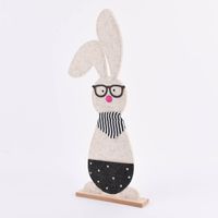 Deko Hase mit Brille und Halstuch Filz Holz natur schwarz weiß mit oder ohne Knickohr 23x58x5cm