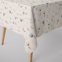 SCHÖNER LEBEN. Tischdecke Pastell Blumen ecru mintgrün vanille
