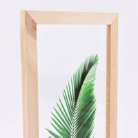 Bild mit grünem Blatt aus Glas im Holzrahmen natur grün verschiedene Motive 15x32x1cm