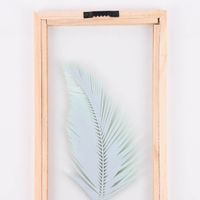 Bild mit grünem Blatt aus Glas im Holzrahmen natur grün verschiedene Motive 15x32x1cm