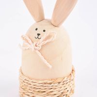 Deko Hase mit Schleife aus Holz in natur oder natur weiß verschiedene Varianten