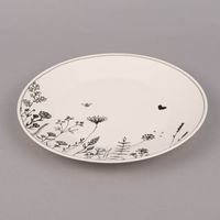 Clayre & Eef Teller Wiesenblumen Porzellan cremeweiß schwarz 27.5x2.5cm