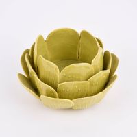 Teelichthalter Seerose Keramik hellgrün oder dunkelgrün 16x9cm