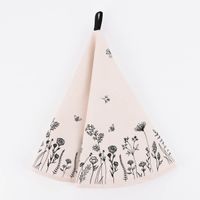 Clayre & Eef Geschirrtuch Wiesenblumen rund beige schwarz 80cm