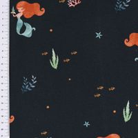 Baumwolljerseystoff Digitaldr. Meerjungfrau MERMAID blau orange 1.40m