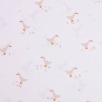 Baumwollstoff Popeline Gänse GOOSE AND FLOWERS weiß 1.48m Breite