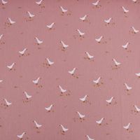 Baumwollstoff Popeline Gänse GOOSE AND FLOWERS altrosa 1.48m Breite