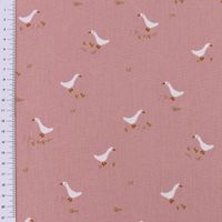 Baumwollstoff Popeline Gänse GOOSE AND FLOWERS altrosa 1.48m Breite