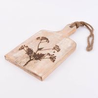 Schneid- und Servierbrett mit Blumenprägemotiv Mangoholz natur 37.5x19.5x2.5cm