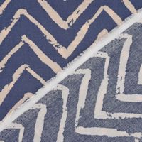 Viskosestoff Bekleidungsstoff Radiance Chevronmuster blau beige 1.40m