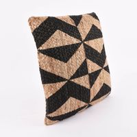 Jute Dekokissen Flechtmuster Geometrieprint natur schwarz 40x40cm