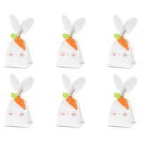 Papiertüte Geschenkbeutel Hase inkl. Geschenkanhänger 6er Set weiß rosa goldfarbig 23x9x7.5cm