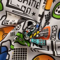 Dekostoff Game Computer Gaming Zocken Spielekonsole grau bunt 1.40m
